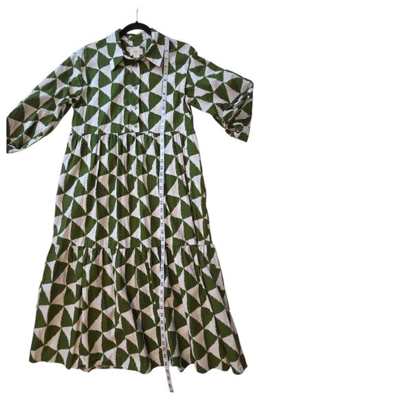 Maeve Anthropologie Bettina Tiered Shirt Dress Pockets Midi sz M Fits 8 10 12 - Picture 8 of 12